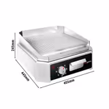 Elektrische bakplaat - 2,5 kW - Geribbeld - Bakoppervlak: 405x445mm