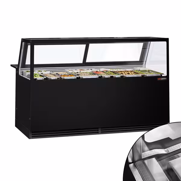 Vitrină frigorifică orizontală KAISA - 2000mm - cu iluminare LED - negru