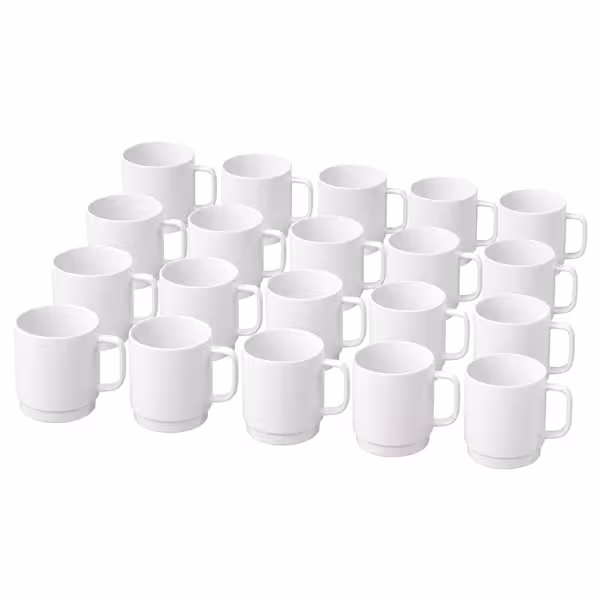 (50 pièces) Tasse en Polycarbonate - Blanche - 250 ml - Incassable