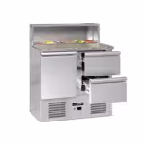 Saladette ECO - 903mm - 1 porta & 2 gavetas - com fixação em aço inoxidável para 5x GN 1/6