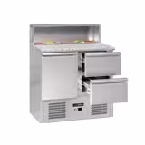 Saladette ECO - 903mm - 1 porta & 2 cassetti - con vano ingredienti per 5x GN 1/6, coperchio in acciaio inox - piano di lavoro in granito