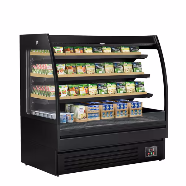 Vitrine murale réfrigérée - Libre-service - 1500mm - 480L - avec 3 étagères - arrière fermé - Noir