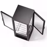 Dik Tip Soğuk Teşhir Dolabı - Çift Cam - raflı 5 cam raf - Önde 1 cam kapı & arkada 1 cam kapı - 440L - 675mm - Siyah