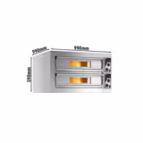 Elektrische pizzaoven (chamotte bakvloer) - 990x990x590mm - 2 kamers - 2x4 pizza’s Ø33cm - tot 400°C - Handmatig