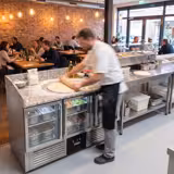 Commercial Pizza Prep Counter - Granite Top PREMIUM - 1400x700mm - with 3 glass doors
