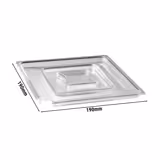 (6 uds) Tapa FLOAT - Rectangular con ranura para cuchara - Acrílico transparente - 190x190mm - compatible con 83916#6 y 83917#6