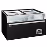 Přístěnný mrazicí regál - 1 454 mm - 232 l - od −22 do −18 °C - s 2 skleněnými dveřmi & 4 policemi - vč. mrazicího ostrůvku - černá