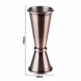 (6 adet) Jigger - İki Ölçekli - 2,5/5cl - ara çizgiler 1,5/3,5cl - Antik Bakır Kaplama