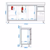 Meşrubat Buzdolabı PREMIUM - 2135x600x1150mm - 570L - Bar arkası, 1 kapı + 5 çekmeceli - Paslanmaz çelik