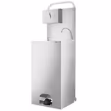 Lavatório de mãos portátil autónomo - Aço inoxidável - 470x435x1460mm - com bomba hidráulica (pedal), dispensador de sabão & dispensador de toalhas de papel