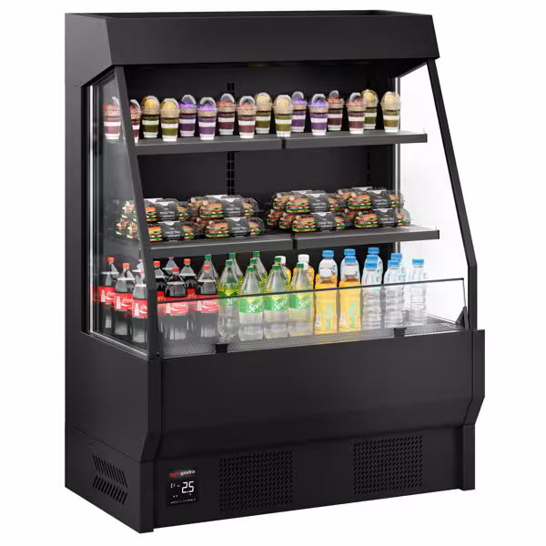 Murale Refrigerato Professionale - 1220mm - 300l - +0°/+7°C - con 2 ripiani - Nero