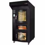 Roterende Elektrisch Bakkerij heteluchtoven met vochtinjectie - Touchscreen - 6x EN 600x400 - Zwart - incl. pizzaoven, afzuigkap & rijskast