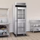 Kühlschrank Edelstahl PREMIUM - GN 2/1 - 700 Liter - mit 2 Glashalbtüren