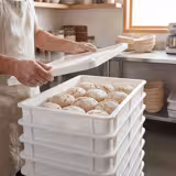 Pizza Dough Tray Set - EN 600x400 - Height: 75mm - Polypropylene - White - 8 Trays & 1 Lid