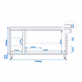 Armário de Trabalho aço inoxidável PREMIUM - 1600x700mm - com 3 gavetas à esquerda