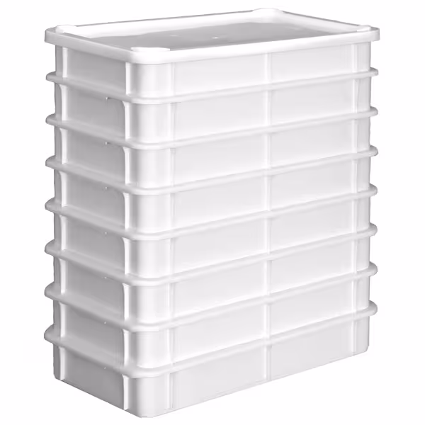 Set de bacs à pâte 9 pièces - 8 bacs & 1 couvercle - EN 600 × 400 - Hauteur : 100 mm - polypropylène - blanc