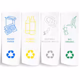 Pattumiera per raccolta differenziata - 3 scomparti da 25 litri ciascuno - 960x360x640mm - con 4 ruote (2 con freno) - Nero - Acciaio (struttura), contenitori in plastica