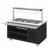 Açık Büfe Ünitesi soğuk DANZIG - 1600mm - 4x GN 1/1 için - tepsi kaydırma standlı - Siyah