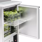 Commercial Saladette Counter PREMIUM - 450mm - 102L - 1 door - open top for 1 x GN 1/1 & stainless steel hinged lid