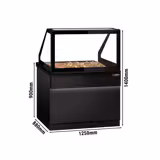 Warm buffet TORONTO - 1250mm - zwart front - voor 3x GN 1/1 - zwart granieten werkblad