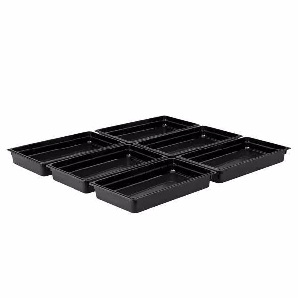 (6 stuks) Polycarbonaat GN-bak GN 1/1 - zwart - 8,5 liter - Diepte: 65mm