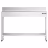 Edelstahl Arbeitstisch PREMIUM - 1200x600mm - mit Grundboden & Aufkantung