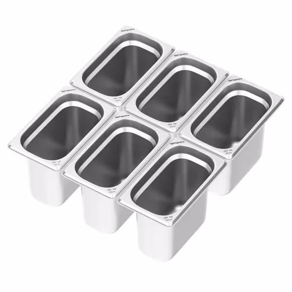 (6 stuks) RVS GN-bak GN 1/4 - Diepte: 200mm