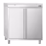 Inox (AISI 304) Radni stol zatvoreni PREMIUM - 800 x 600 x 910 mm - s 2 vrata - uklj. koterm ploča PE500 bijela