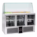 Saladette PREMIUM - 1368mm - 3 porte - con vetrina in vetro per 4x GN 1/1