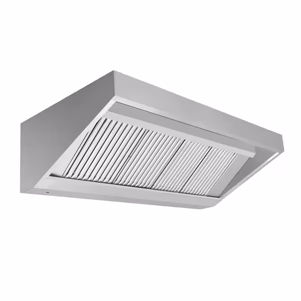 Wandafzuigkap RVS - 700mm diep - 2000mm - zonder motor - met 4 labyrintfilters en verlichting