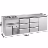 Bira tezgahı PREMIUM PLUS - 2500x700mm - 1 Kapı & 6 Çekmece