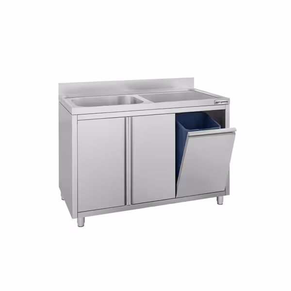 Meuble évier ECO - 1200 x 700 mm - avec poubelle & 1 bac à gauche