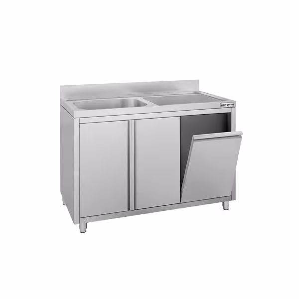 Commercial Sink Cabinet ECO - 1200x600mm - with waste bin & 1 bowl left-hand