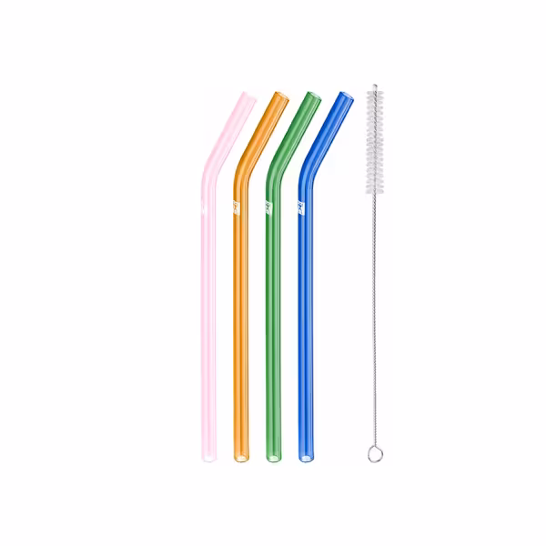 ZWILLING | Sorrento Coloured Glass Straw Set – 4x straws + brush - borosilicate - hot & cold