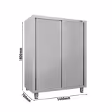 Mobile armadio per stoviglie in acciaio inox ECO - 1400x700mm - 2 porte scorrevoli - Altezza: 1800mm