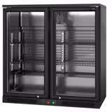 Barkoelkast - 900mm - 220 Liter - met 2 glazen klapdeuren - zwart