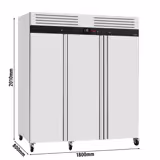 Vrieskast RVS ECO - 1800mm - 2100liter - tot -22°C - met 3 deuren - geforceerde koeling, slot & roosters