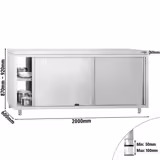 Edelstahl Arbeitsschrank PREMIUM - 2000x600mm - mit Durchreiche