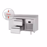 Kylbänk PREMIUM PLUS - 1468x700 mm - 305 l - Fläktkyla - med 1 dörr - med 2 lådor - med bakkant