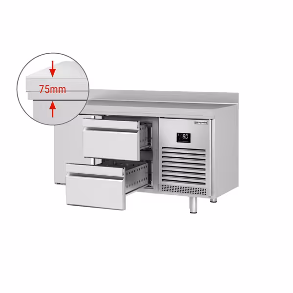 Koelwerkbank PREMIUM PLUS - 1468x700mm - met 1 deur - met 2 lades - met opstand