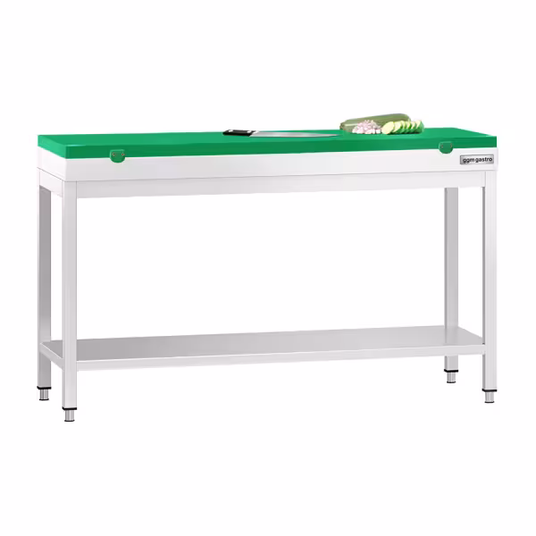 RVS werktafel PREMIUM - 1500x600mm - met onderschap - incl. snijplank Groen