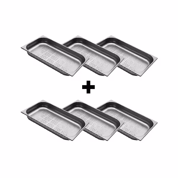 (6 pcs) Stainless Steel Gastronorm Pan GN 1/1 - perforated - Depth: 65mm