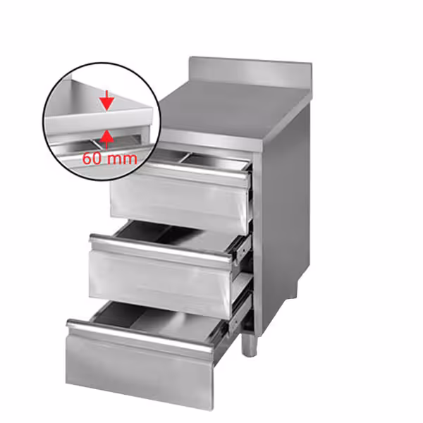 Armário com gavetas PREMIUM - 0,5 m - com 3 gavetas e rebordo posterior