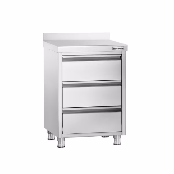 Ladenkast PREMIUM - RVS - met 3 laden - met achteropstand - 500x600mm