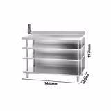 Masă de lucru pentru bar - inox - 1468x600mm - cu 4 rafturi