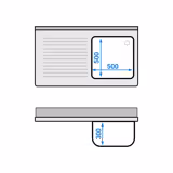 Commercial Sink Cabinet PREMIUM - 1200x700mm - with 1 bowl right-hand