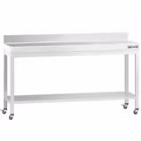 PREMIUM stainless steel workbench - 2000x800mm - with base shelf, upstand & castors