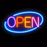 LED Işıklı Tabela - OPEN - kısılabilir - Mavi/Renkli - 420x250mm