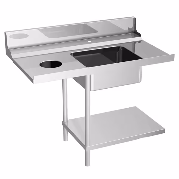 Pass Through Dishwasher Inlet Table - 1200mm - Mounted left - with 1 bowl & waste chute - for DS430 Series