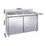 Szafka pod zlewozmywak PREMIUM - 1400x700 mm - z 2 zlewami po prawej stronie	